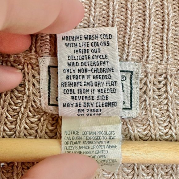 LL.. Bean Men's Cotton Zip Sweater Cardigan Khaki Large - Picture 10 of 11